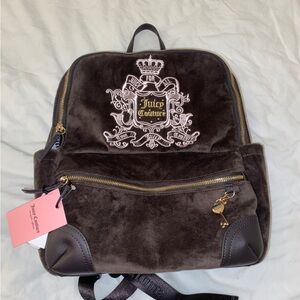 Juicy Couture Dark Brown Velvet Backpack